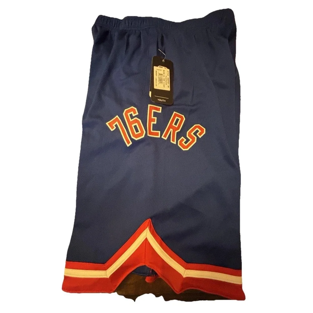 Youth Boys NBA NWT! Philadelphia 76ers Basketball Shorts Size XL Blue‎